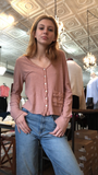 Linen Blend Crop Pocket Cardi