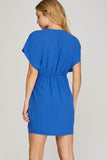 Claire Faux Wrap Dolman Sleeve Dress