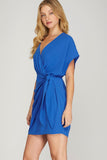 Claire Faux Wrap Dolman Sleeve Dress