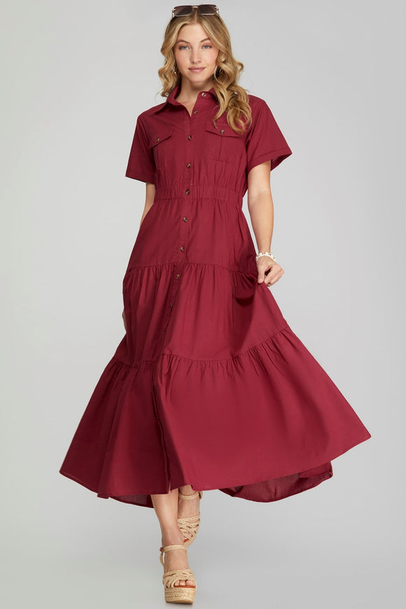 Madison Collared Tiered Maxi Dress