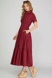 Madison Collared Tiered Maxi Dress