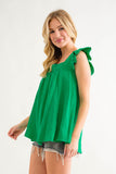 Miranda Ruffled Shoulder Smocked Front Top