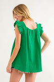 Miranda Ruffled Shoulder Smocked Front Top