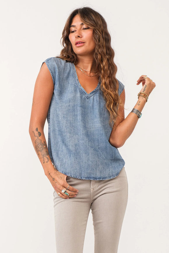 Yanis Chambray Sleeveless Top