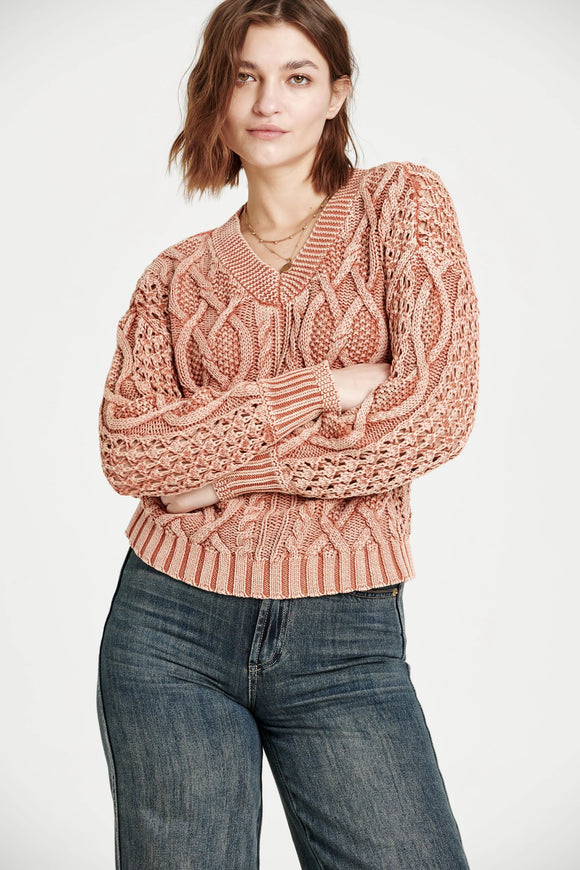 Clauda Vintage Washed Twist Cable Sweater