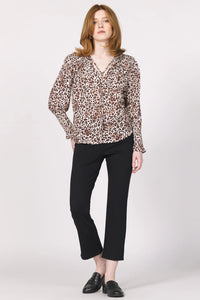 Amabella Front Tie Animal Print Blouse