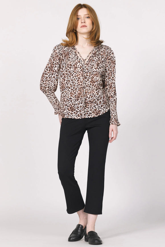 Amabella Front Tie Animal Print Blouse