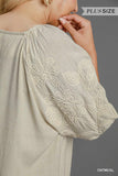 Mae Embroidered Bubble Sleeve Top