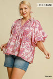 Amy Paisley Print Balloon Sleeve Top