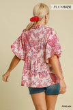 Amy Paisley Print Balloon Sleeve Top