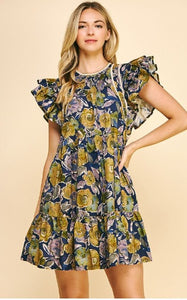Camila Floral Pictuck Mini Dress