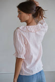 Larissa Ruffle Button Down V-Neck Blouse