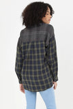 Mixed Plaid Oversized Button Down Shirt