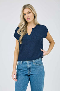 Brie Split Neck Knit Top