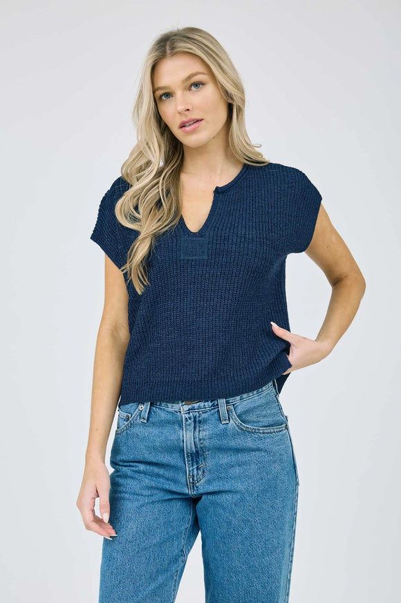 Brie Split Neck Knit Top