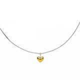Tiny Two-Tone Puffy Heart Necklace