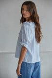 Larissa Ruffle Button Down V-Neck Blouse