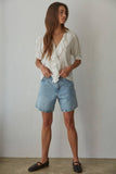 Larissa Ruffle Button Down V-Neck Blouse