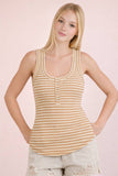 Lacey Striped Button Front Tank Top