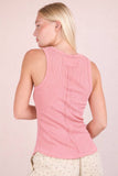 Lacey Striped Button Front Tank Top