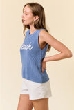 "Beach" Round Neck Sweater Tank
