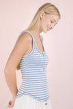 Lacey Striped Button Front Tank Top