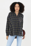 Mixed Plaid Oversized Button Down Shirt