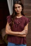 Darby Pintuck & Ruffle Detail Top