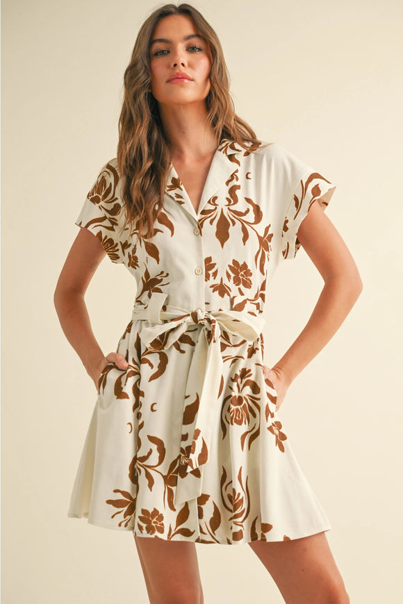 Claire Floral Print Button Down Dress