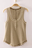 Lacey Striped Button Front Tank Top