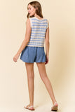Denim Elastic Waist Pintuck Shorts