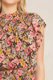 Christina Floral Mock Neck Mini Dress