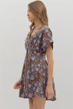 Christina Floral Pleated Flare Dress