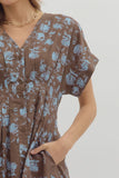 Christina Floral Pleated Flare Dress