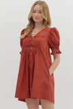 Athena Puff Sleeve Pintuck Mini Dress