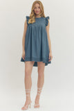 Imogen Pleated Front Ruffle Sleeve Dress