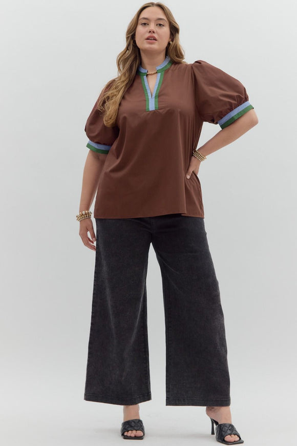 Sarah Short Bubble Sleeve Blouse