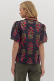 Danielle Floral Accent V Neck Top