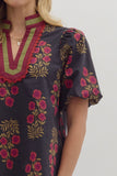 Danielle Floral Accent V Neck Top