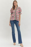 Yvonne Floral Ruffle V Neck Top