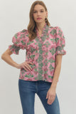 Yvonne Floral Ruffle V Neck Top