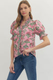 Yvonne Floral Ruffle V Neck Top