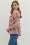 Yvonne Floral Ruffle V Neck Top