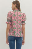 Yvonne Floral Ruffle V Neck Top