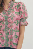 Yvonne Floral Ruffle V Neck Top