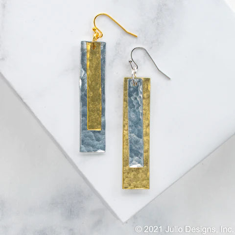 Hammered Double Bar Layered Earring