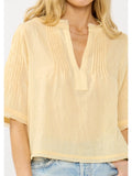 Aurelia Pintuck Split Neck Top