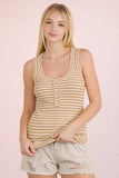 Lacey Striped Button Front Tank Top
