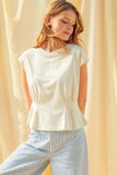Edie  Waist Detailed Cap Sleeve Top