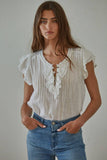 Darby Pintuck & Ruffle Detail Top